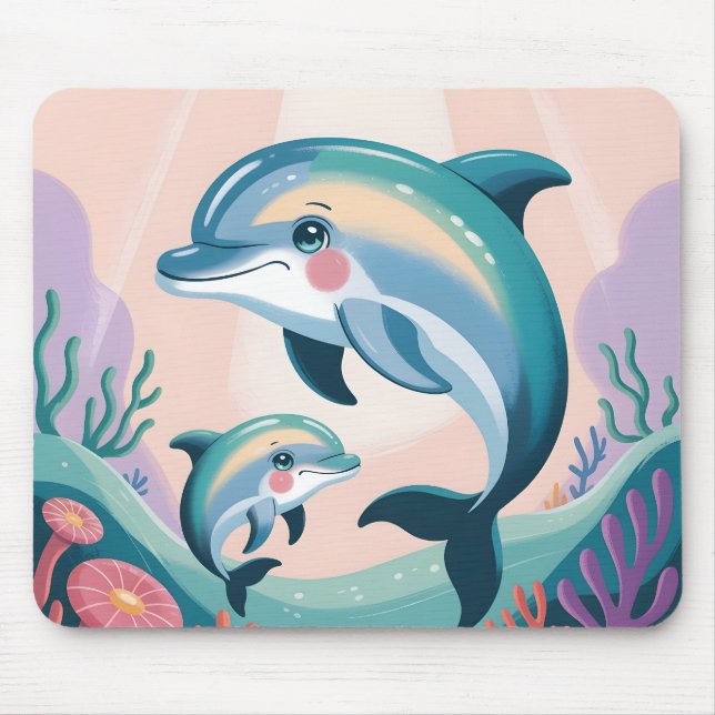 Delfin-Mutter und Baby Mousepad (Vorne)