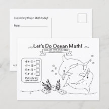 Delfin-Ozean-Mathe-Farbpostkarte