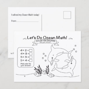 Delfin-Ozean-Mathe-Farbpostkarte Postkarte