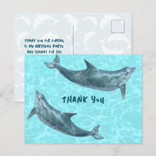 Delfin-Party-Dankeschön-Postkarte für Kinder Postkarte