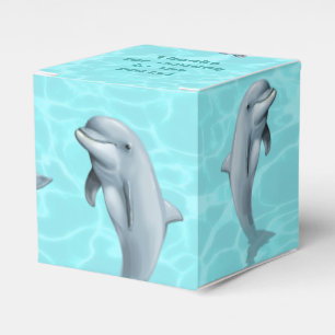 Delfin-Partygeschenkbox Meergrün mit Text Geschenkschachtel