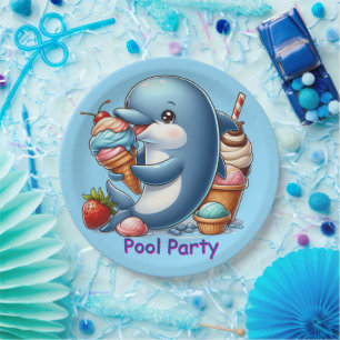 Delfin-Poolparty  Pappteller