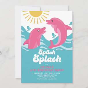 Delfin Rosa und Lila Geburtstag Einladung