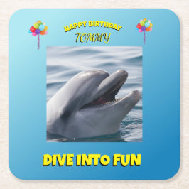 Delfin-Splash-Geburtstag Rechteckiger Pappuntersetzer