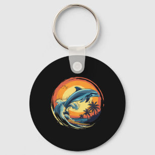 Delfin-Surfing-Sonnenuntergang Meer Ozean Delfin M Schlüsselanhänger