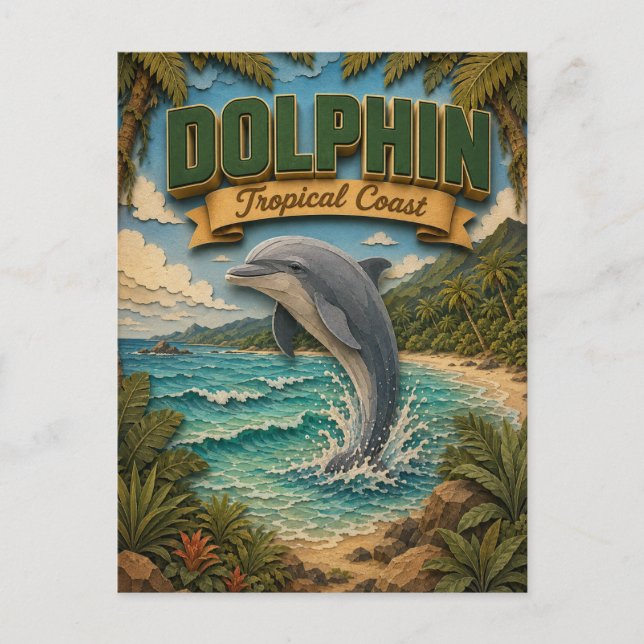 Delfin-Tropenküste POPCUT Postkarte (Vorderseite)