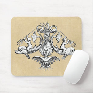 Delfin- und Cherub-Schifffahrtsemblem Mousepad
