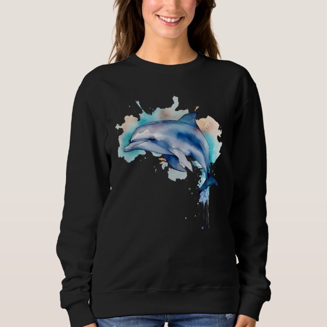 Delfin Wasserfarbe Sweatshirt (Vorderseite)