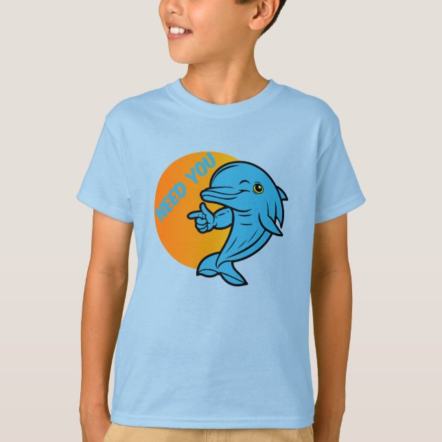 Delfin Zeiger Neon Spritzer T-Shirt (Vorderseite)