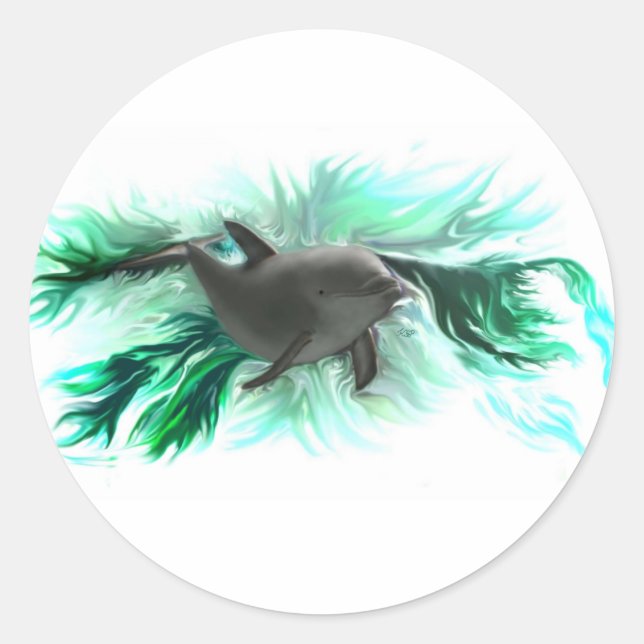 Delfinbaby Runder Aufkleber (Vorderseite)