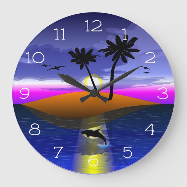Delfine Große Wanduhr (Vorderseite)