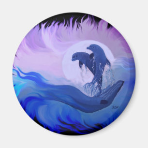 Delfine im Mondschein Magnet