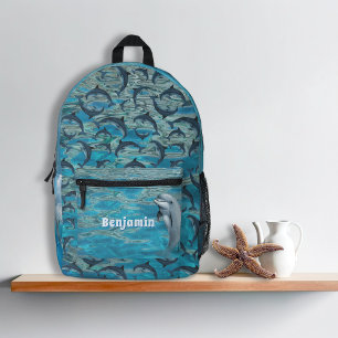 Delfine im Wasser Personalisierter Kinder-Rucksack Bedruckter Rucksack