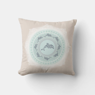 Delfine Mandala Blassblau Taupe Küste Kissen