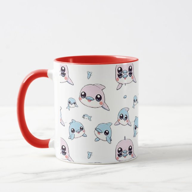 Delfine - Modernes digitales Musterdesign 1 Tasse (Links)
