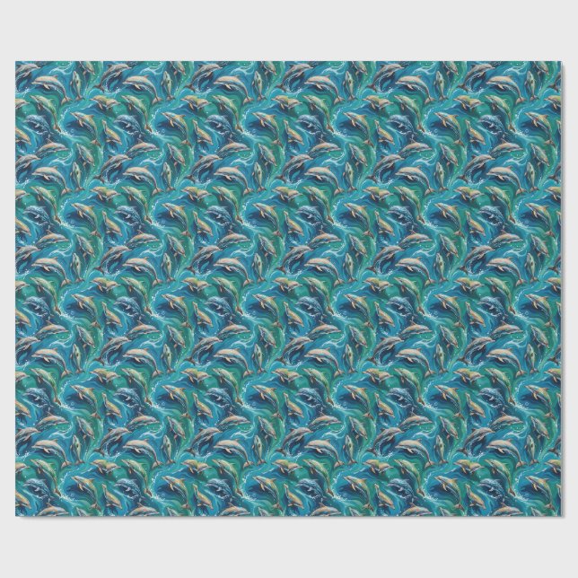 Delfine schwimmen  geschenkpapier (Flach)