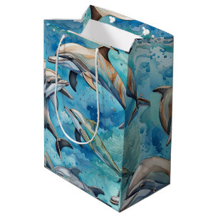 Delfine schwimmen im Meer Mittlere Geschenktüte