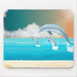 Delfine springen im Ozean Mousepad