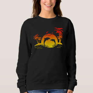 Delfine Springende Strand Sonnenuntergang Insel Sweatshirt