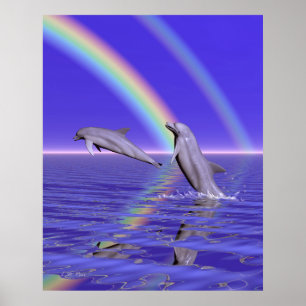 Delfine und Regenbogen Poster