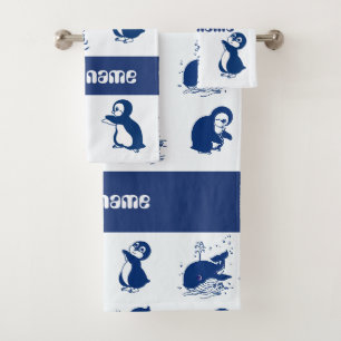 Delfine, Wale und Pinguine Badhandtuch Set
