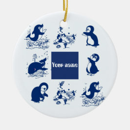 Delfine, Wale und Pinguine Keramik Ornament