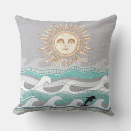 Delfinwellen bei Sonnenuntergang Kissen