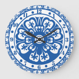 Delft-Art-Uhr Delft färbt Blau und Weiß Große Wanduhr