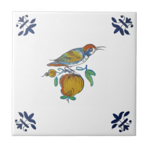 Delft Bird auf Zweig mit Fruit Repro c. 1650 Tile Fliese
