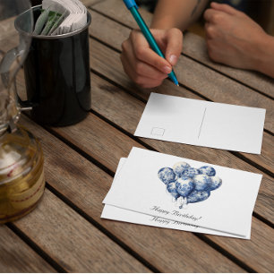 Delft-Blau-Ballon individuell anpassbar Postkarte