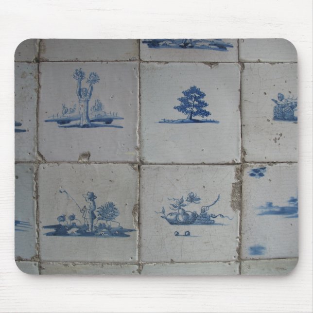 Delft-Blau deckt Mousepad mit Ziegeln (Vorne)