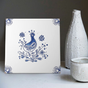 Delft-Blau im niederländischen Stil, Vogel Blumen Fliese