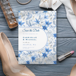 Delft Blau Weiße Chinoiserie Blumenmuster  Speiche Save The Date