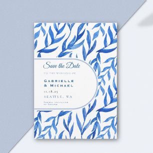Delft Blau Weiße Chinoiserie Blumenmuster  Speiche Save The Date