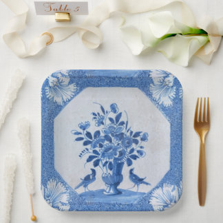 Delft Blaue Vögel florale französische Landhaus Ch Pappteller