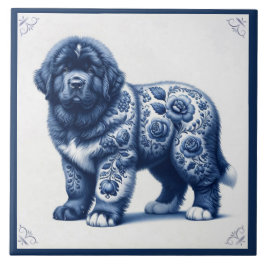 Delft-Blauer Neufundländer-Welpe Fliese