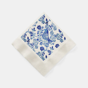 Delft-Blauer-Vogel 🐦 floral französischer Landhau Serviette