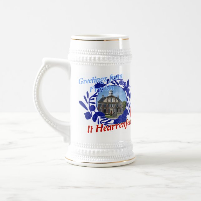 Delft blaues Fryslân es Hearrenfean Bier Stein Bierglas (Links)