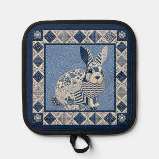 Delft-Blaues Kaninchen-Quilt Topflappen