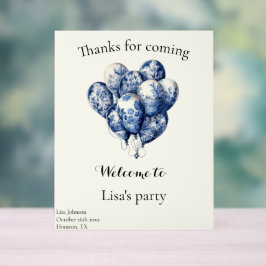 Delft Blue Balloons anpassbar Acrylschild