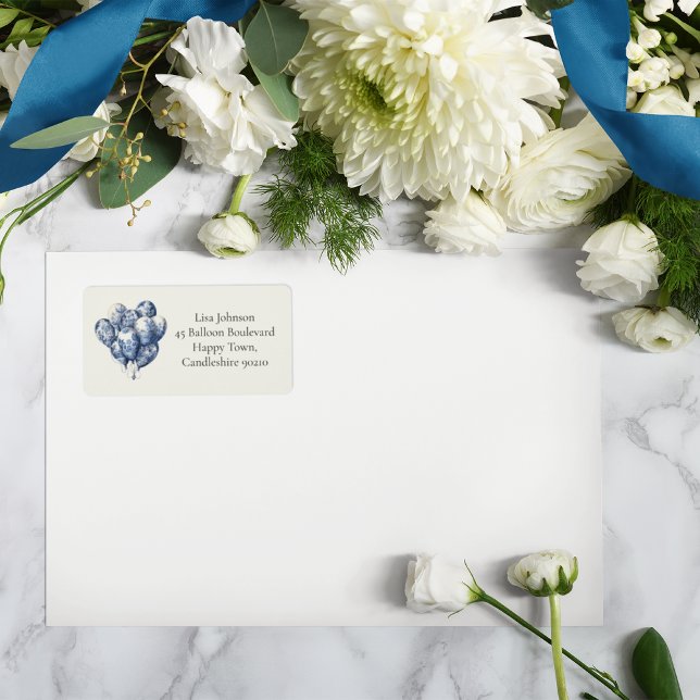 Delft Blue Balloons anpassbar Adressaufkleber (Von Creator hochgeladen)