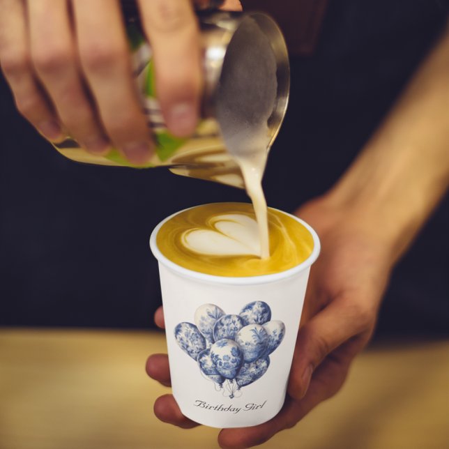 Delft Blue Balloons anpassbar Pappbecher (Von Creator hochgeladen)