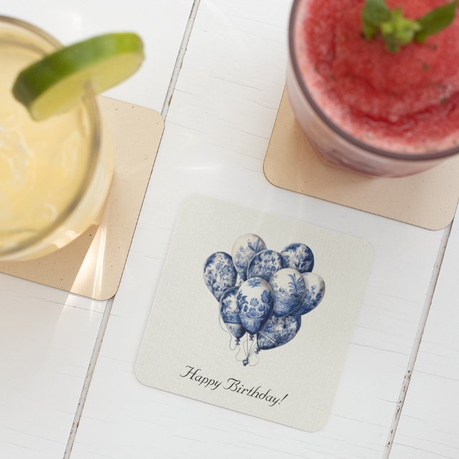 Delft Blue Balloons anpassbar Rechteckiger Pappuntersetzer (Von Creator hochgeladen)