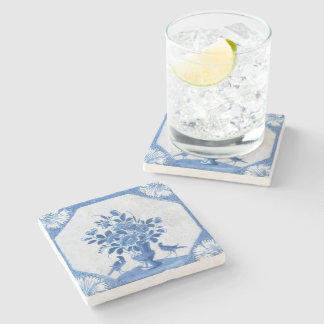 Delft Blue Birds florentinisches Französisches Lan Steinuntersetzer