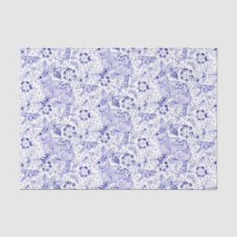 Delft Blue Bunny Rabbit Birds Elegante Chinoiserie Seidenpapier