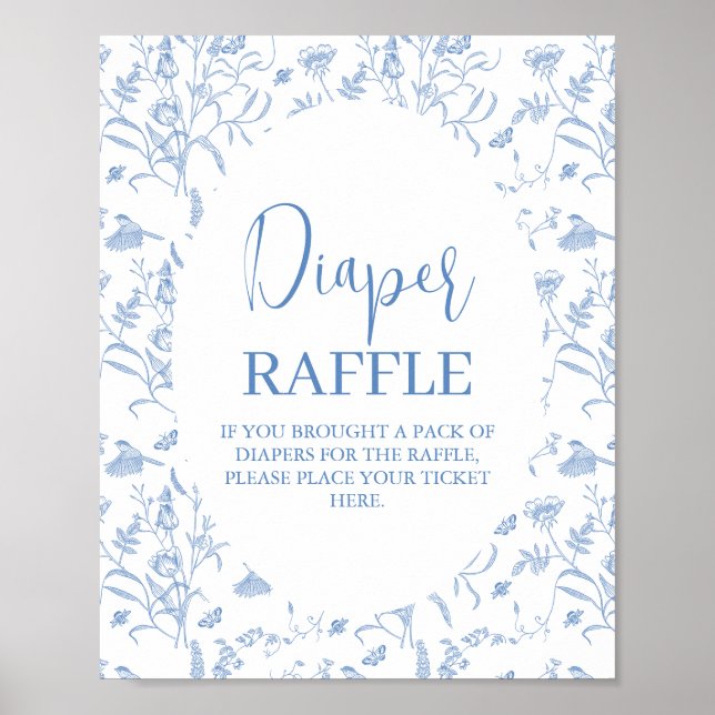 Delft Blue Chinoiserie Baby Shower Boy Diaper Zeic Poster (Vorne)