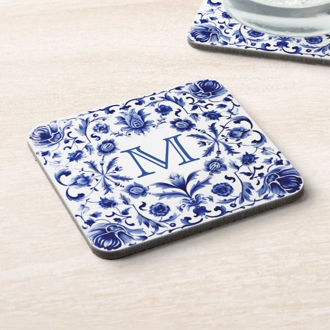 Delft Blue Design Monogram Getränkeuntersetzer (Linke Seite)