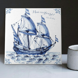 Delft Blue Dutch Style Frigate Schooner Segelboot Fliese