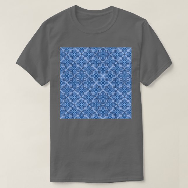 Delft Blue Op Art Muster T-Shirt (Design vorne)