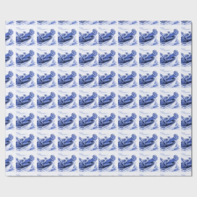 Delft Blue Sailing Tile Designs Geschenkpapier (Saum)